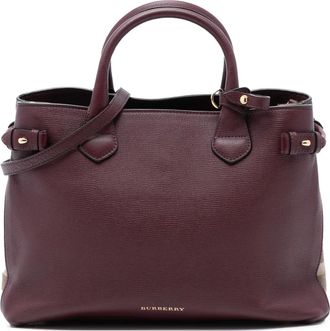 Burberry 2000-2017 Medium Leather and House Check Banner satchel - women - Calf Leather - One Size - Red