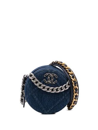 Chanel 2021 Denim 19 Round Clutch with Chain satchel - women - Denim - One Size - Blue