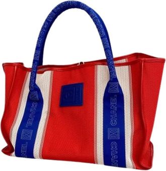 Chanel Pre-owned Tote Bags, female, Red, Size: ONE SIZE Pre-owned Vintage Nylon Tote Bag