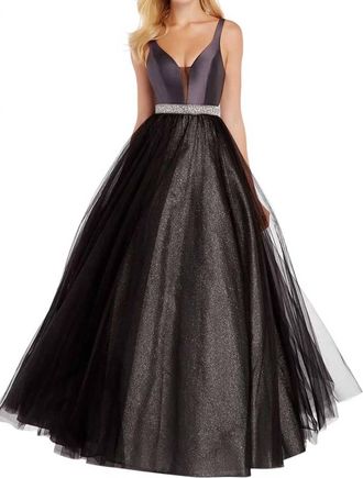 Alyce Paris Glitzy Shimmering Tulle Gown In Dripping Diamonds
