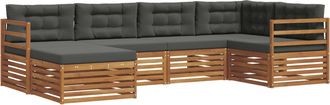 vidaXL Conjunto De Sof&aacute;s De Exterior 6 Uds. Natural Y Antracita Vidaxl