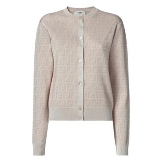Fendi Truien & Vesten, Dames, Roze, S, Wol, Crew-Neck Cardigan