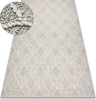 RugsX Rugsx - Alfombra Jersey 19231 Gris - Geom&eacute;trico Estructural, Lazo Boho Beige 140x190 Cm