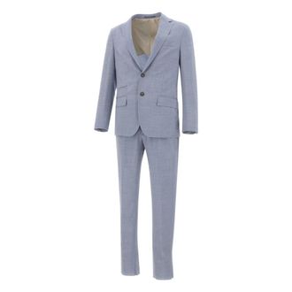 Eleventy Single Breasted Suits, male, Blue, Size: S Single-breasted Tailored Suit