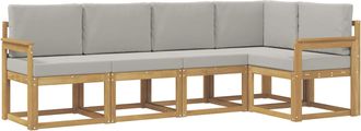 vidaXL Conjunto De Sof&aacute;s De Exterior 5 Uds. Blanco Y Gris Claro Vidaxl