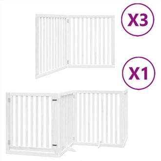 vidaXL Puerta De Perros Plegable 10 Paneles Madera &Aacute;lamo Blanca 800 Cm Vidaxl