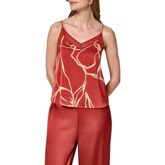 DKNY Print Sheer Trim Camisole in Sunbaked at Nordstrom, Size X-Large