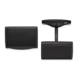 Diamond2Deal Stainless Steel Polished Black IP-plated Rectangle Cuff Links