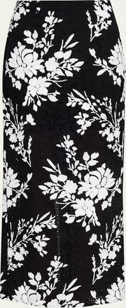 Prabal Gurung Sequin Floral Embroidered Eyelet Maxi Skirt