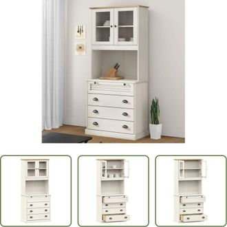 vidaXL vidaXL Credenza con ante in vetro - Credenza VIGO Bianca 80x40x176 cm in Legno Massello di Pino