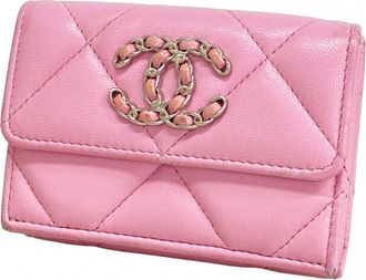 Chanel Pink Leather Wallet (Tri-Fold) (Pre-Owned)