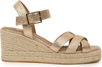 Bobbies Cl&eacute;o Espadrille Wedges in Iridescent Champagne at Nordstrom, Size 7.5