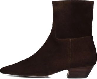 Toral Shoes Stijlvolle Irene Enkellaarsjes - Dames - Cowboylaarzen - Bruin - 37 EU - Wol - Schoenen