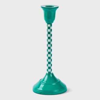 Mela Artisans Jade Mint Checkered Candlesticks in Jade Mint - 6 at Nordstrom, Size Small