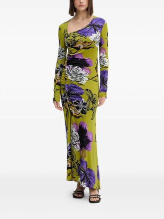Desigual floral gathered maxi dress - Green