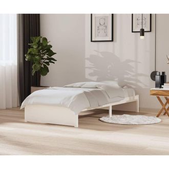 Berkfield Home Bed Frame White Solid Wood 90x200 cm