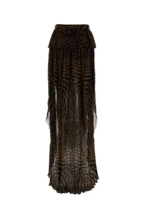 Blumarine Womens Printed Crepe Skirt Brownblack Exterior: Viscose Gonne