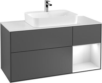 Villeroy & Boch Villeroy&boch - Finion, Muebles De Ba&ntilde;o, 1200 X 603 X 501 Mm, Angular, Con Estanter&iacute;a (iluminada), Modelo Suspendido, Fabricado En Madera, Lavabo En E