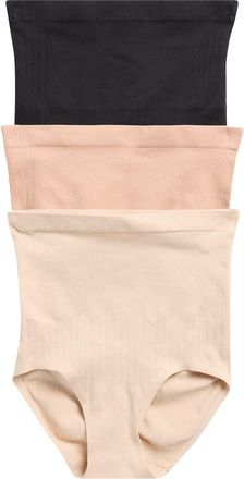 Skinny Girl 3-Pack Jacquard Panel High Waist Seamless Shaping Briefs in Froth/Black/Rich Amber at Nordstrom Rack, Size Medium