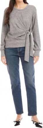 Fifteen Twenty Drea Shirred Knot Top In Gray