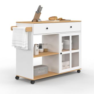 IDMarket Credenza Da Cucina Achille Xxl Con Ripiano E Armadio In Legno E Smalto Bianco L.100 Cm
