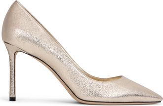Jimmy Choo London Womens Pumps Romy 85 Platinum Calfskin High Heel Shoes
