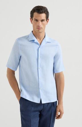 Brunello Cucinelli Short sleeve shirt in Azure at Nordstrom, Size Xxx-Large Eu