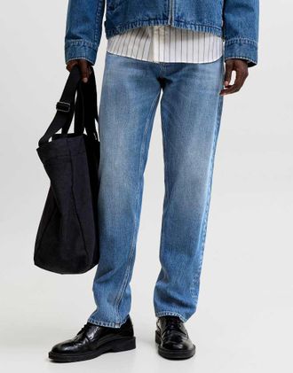 Jack & Jones Chris jeans relaxed fit a vita alta in denim blu