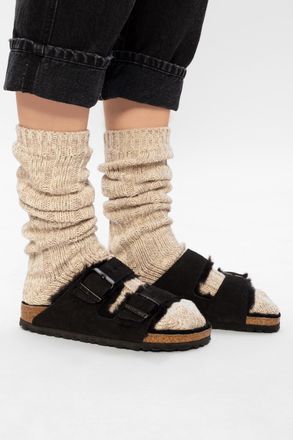 Birkenstock Arizona Fur Slides, Womens, Black