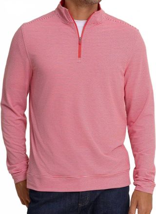 Southern Tide Cruiser Micro-Stripe Heather Quarter Zip Top In Varsity Red