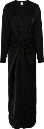 Toteme knot-detail satin dress - women - Viscose - 38 - Black
