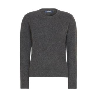 Max Mara Gebreide trui van yakwol met ronde hals - Dames - Truien - Grijs - Maat: S Wol