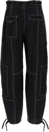 Ganni Pocket Detail Viscose Cargo Pants - Black