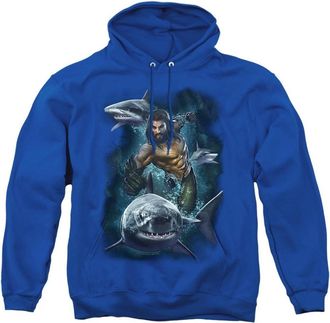 Gildan Aquaman Movie Swimming With Sharks Adult Pull Over Hoodie / Hooded Sweatshirt
