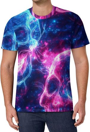 Generic Glowing Neon Skulls Fashion Mens T-Shirts Short Sleeve Tee Crew Neck Summer Tops 6XL