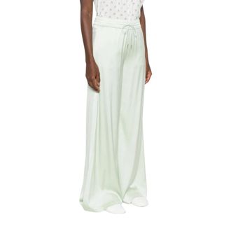 Alice & Olivia Nessi Trouser - Dames - Wijde Broeken - Groen - XS - Satijn - Broeken