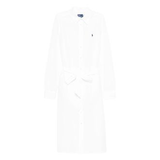 Polo Ralph Lauren Shirt Dresses, female, White, Size: 2XS Long Dress with Logo
