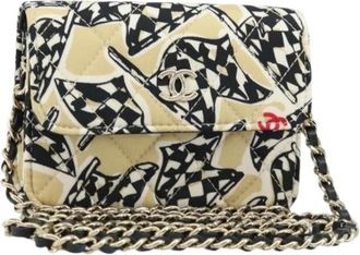 Chanel Pre-owned Cross Body Bags, female, Beige, Size: ONE SIZE Pre-owned Satin Shoulder Bag