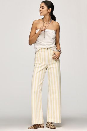 Maeve The Colette Striped Full-Length Wide-Leg Pants by Maeve