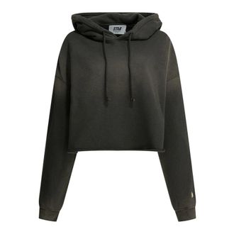 Golden Goose Hoodies, female, Gray, Size: L Star Cropped Hooded Sweatshirt
