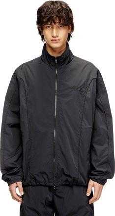 Diesel Crinkled-nylon jacket with piping - Jackets - Man - Black