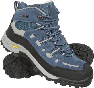 Mountain Warehouse Gale Womens IsoGrip Boots with Rubber Sole Waterproof Walking Shoes Blue Leather - Size UK 8