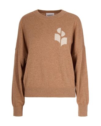 Isabel Marant Camel Knit Sweater with Abstract Logo Design