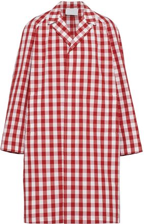 Prada gingham-check cotton coat - men - Cotton - 46 - White