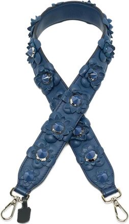 Fendi Leren schouderband met bloemapplicatie - Blauw