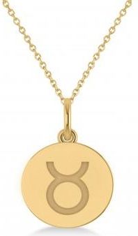 Allurez Taurus Disk Zodiac Pendant Necklace 14k Yellow Gold