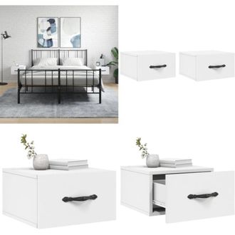 vidaXL Comodini a Muro 2 pz Bianchi 35x35x20 cm - Comodino sospeso - Comodino da parete