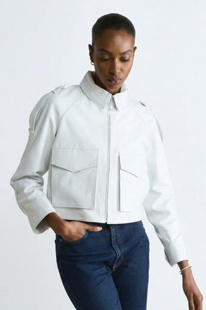 FURNIQ Rose Leather Jacket in White at Nordstrom, Size Xx-Large