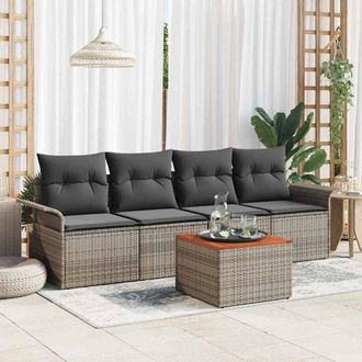 vidaXL Conjunto De Sof&aacute; De Jard&iacute;n 5 Pcs Gris Polirat&aacute;n Vidaxl