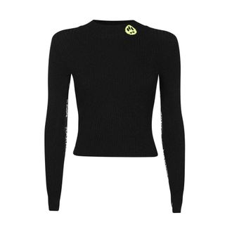 Barrow Logo Patch Crew-neck Sweater - Dames - Ronde hals truien - Zwart - L - Polyester - Truien & Vesten